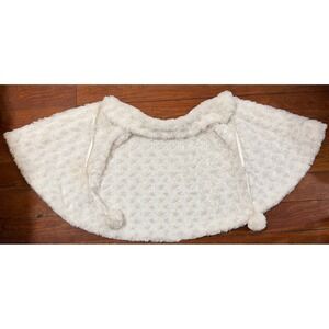 Delorus Kids Ivory Faux Fur Hooded Capelet Pom Pom Flower Girl‎ Wrap Shrug 112
